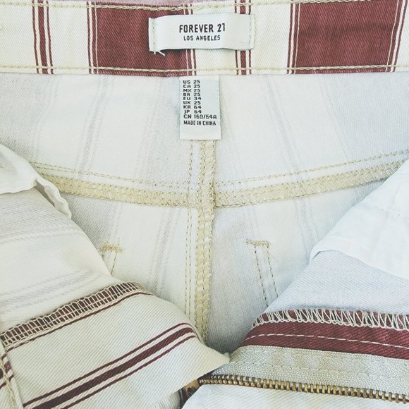 Forever 21 Burgundy & Cream Striped High Rise Jeans - Picture 5 of 5